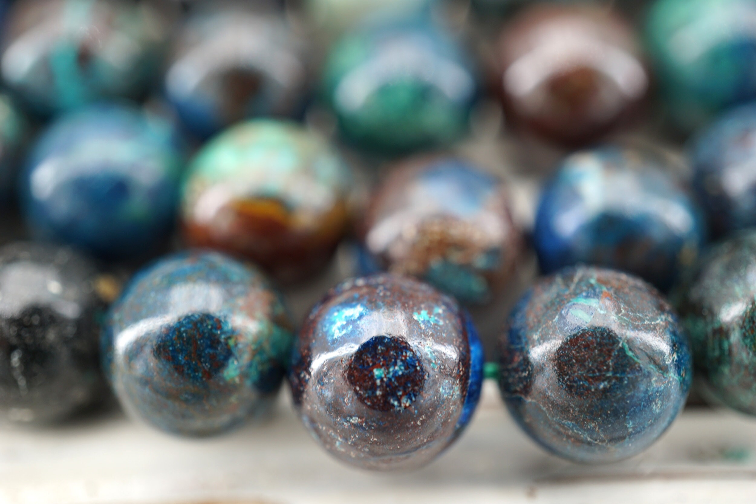 Shattuckite Round Beads 10-10.5mm (etb01620) Rare/unique Jewelry/vintage Jewelry/gemstone Necklace