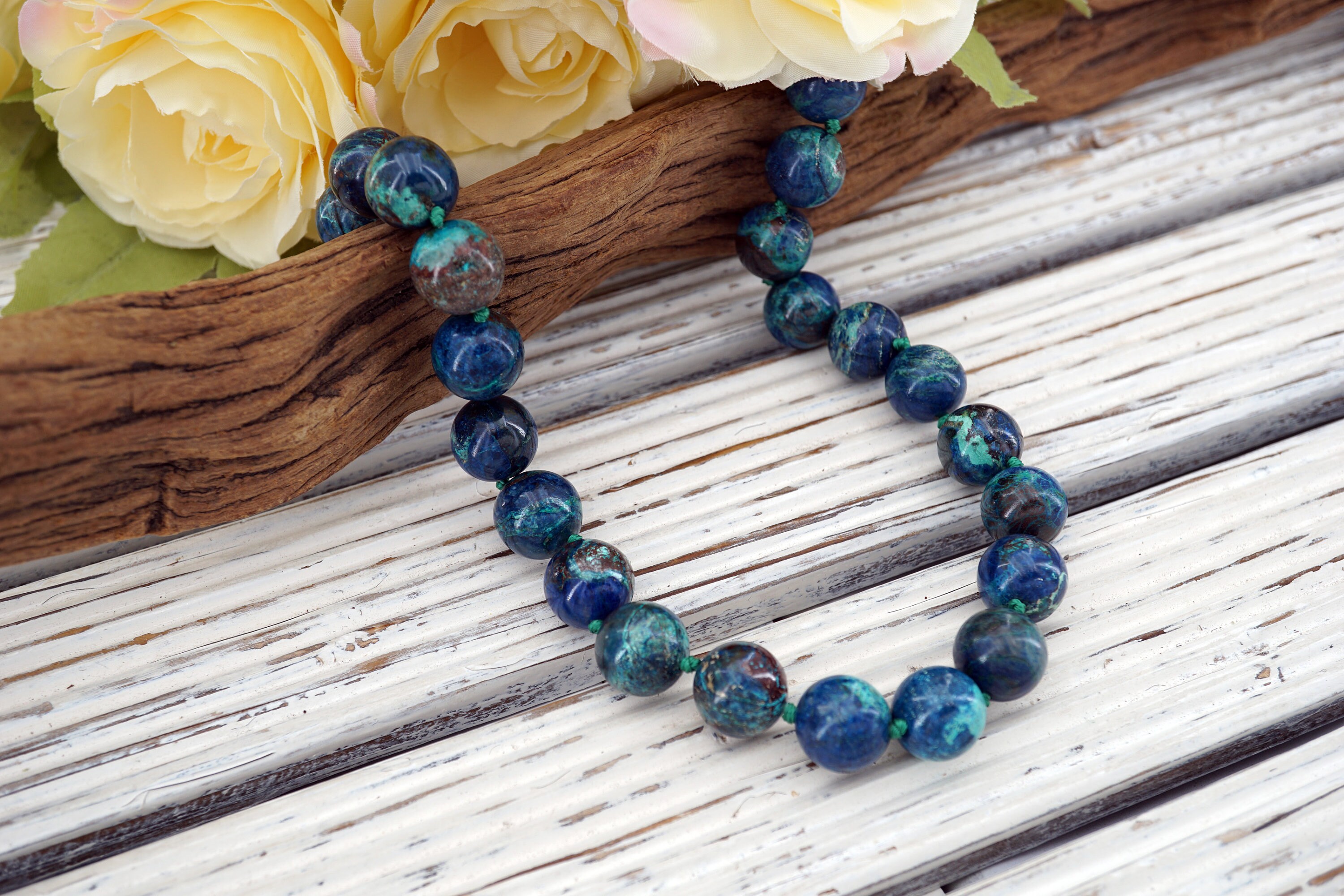 Shattuckite Round Beads 13.5mm (etb01022) Rare/unique Jewelry/vintage Jewelry/gemstone Necklace