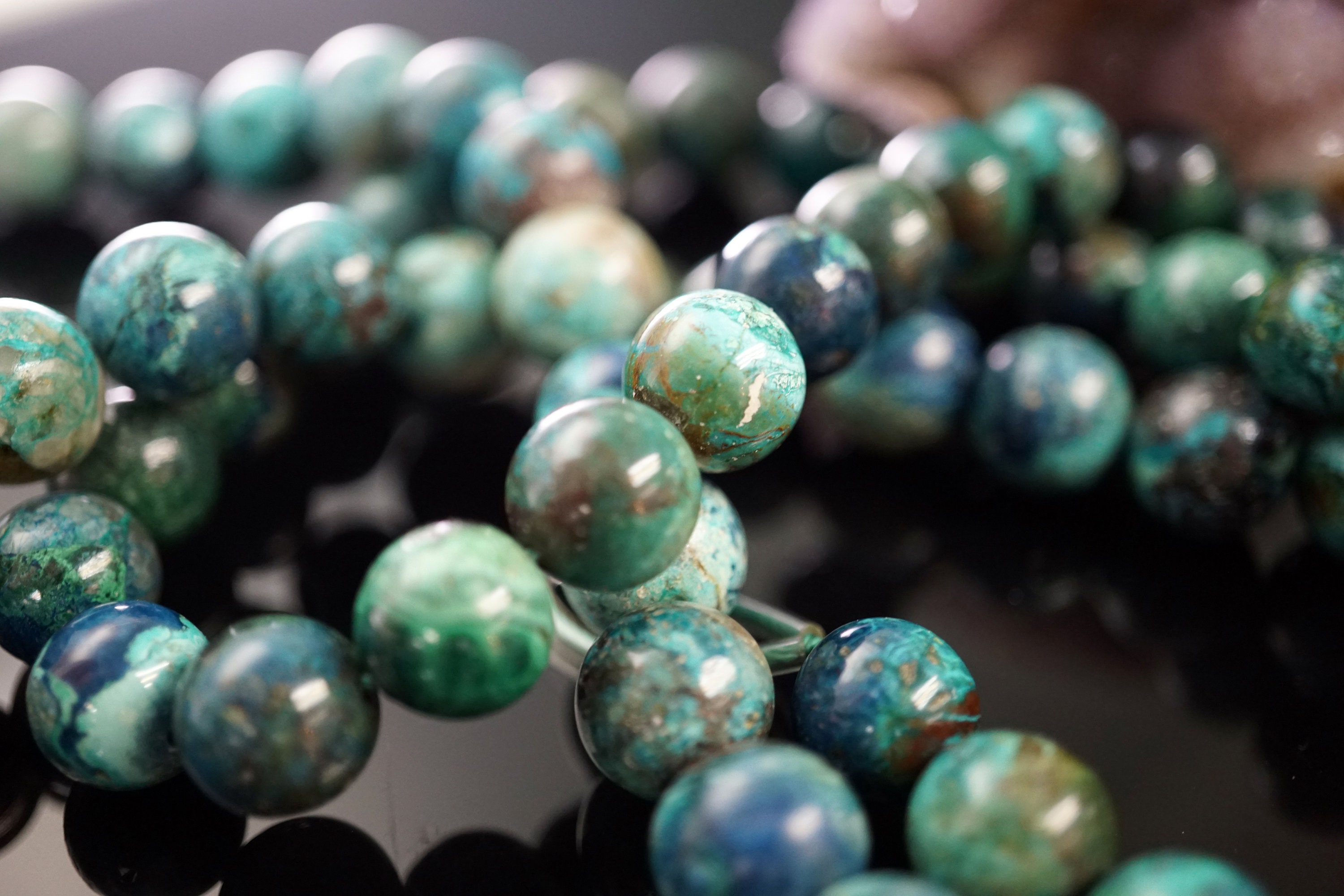 Shattuckite Round Beads 6-10.5mm (etb01475) Rare Stone/unique Jewelry/vintage Jewelry/gemstone Necklace