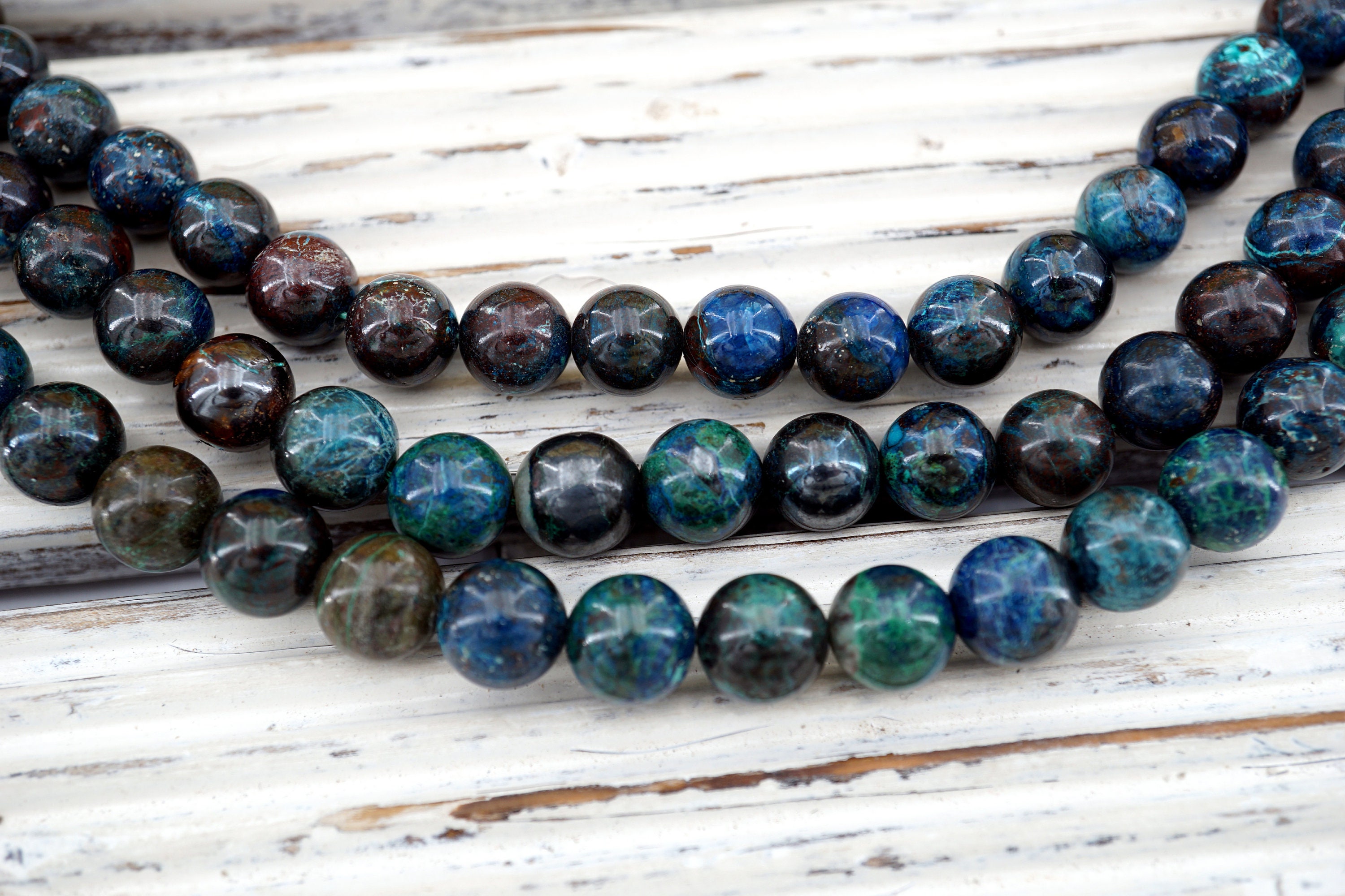 Shattuckite Round Beads 8.5-9.5mm (etb01099) Rare/unique Jewelry/vintage Jewelry/gemstone Necklace