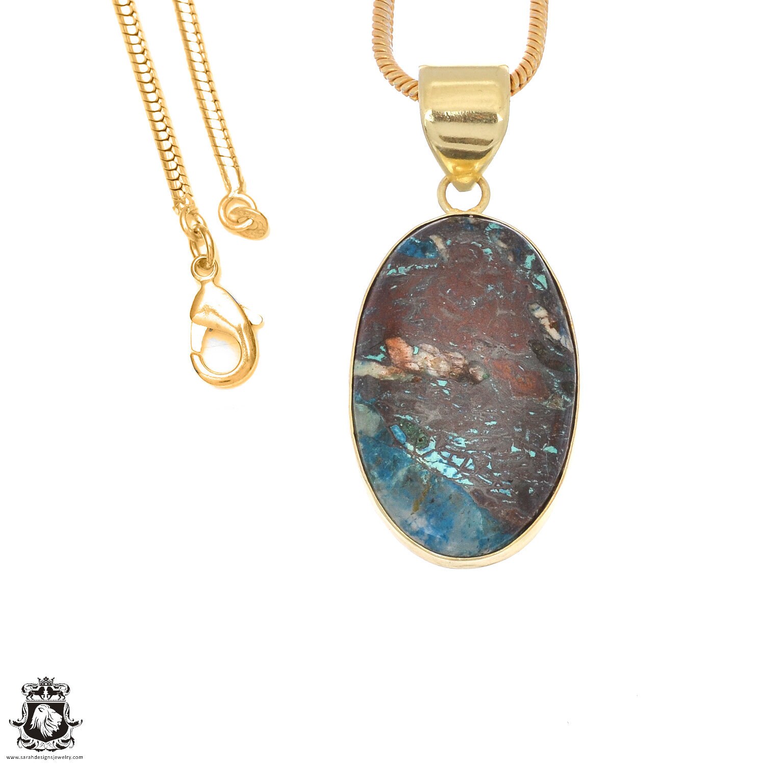 Shattuckite 24k Gold Pendant Necklace Gph1120