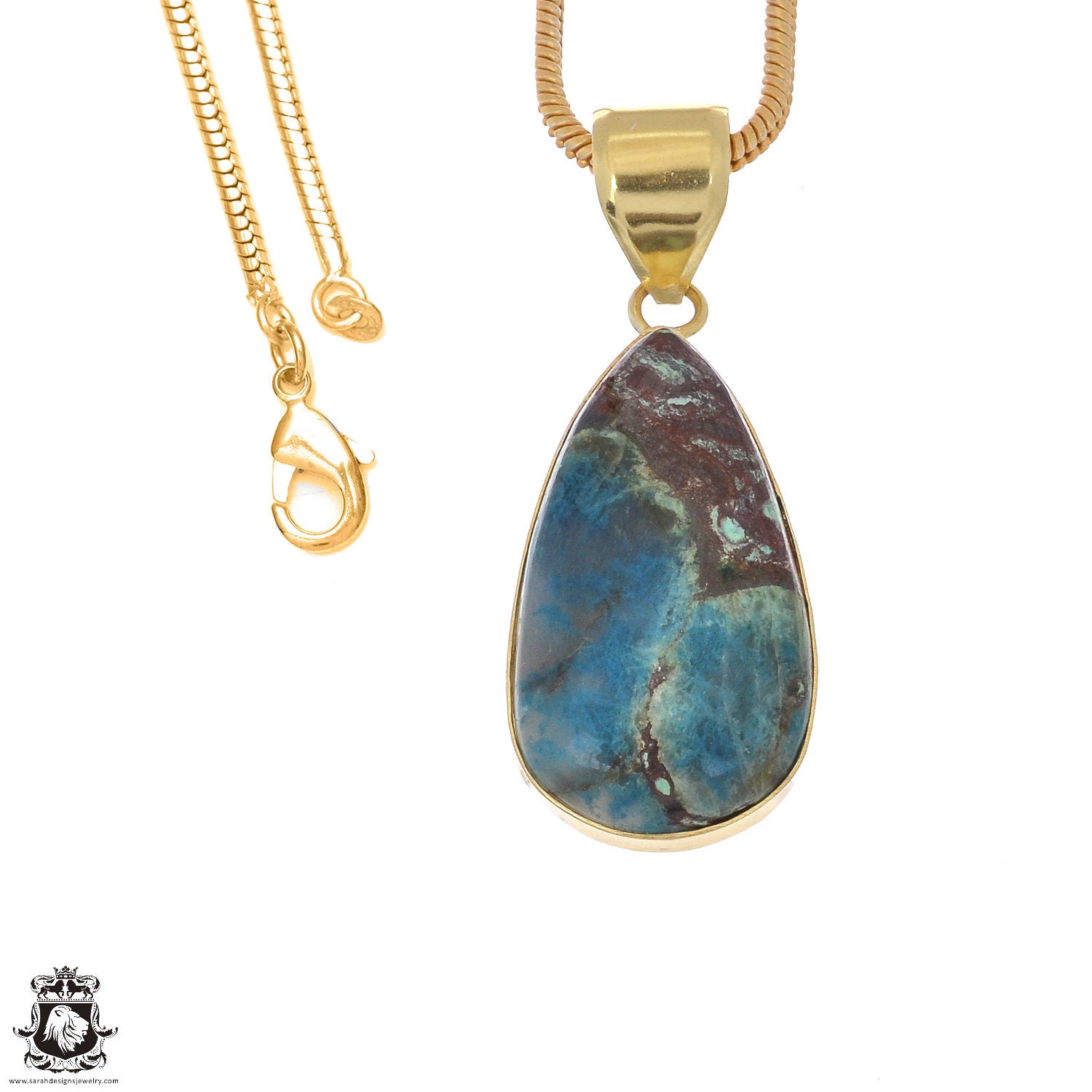 Shattuckite 24k Gold Pendant Necklace