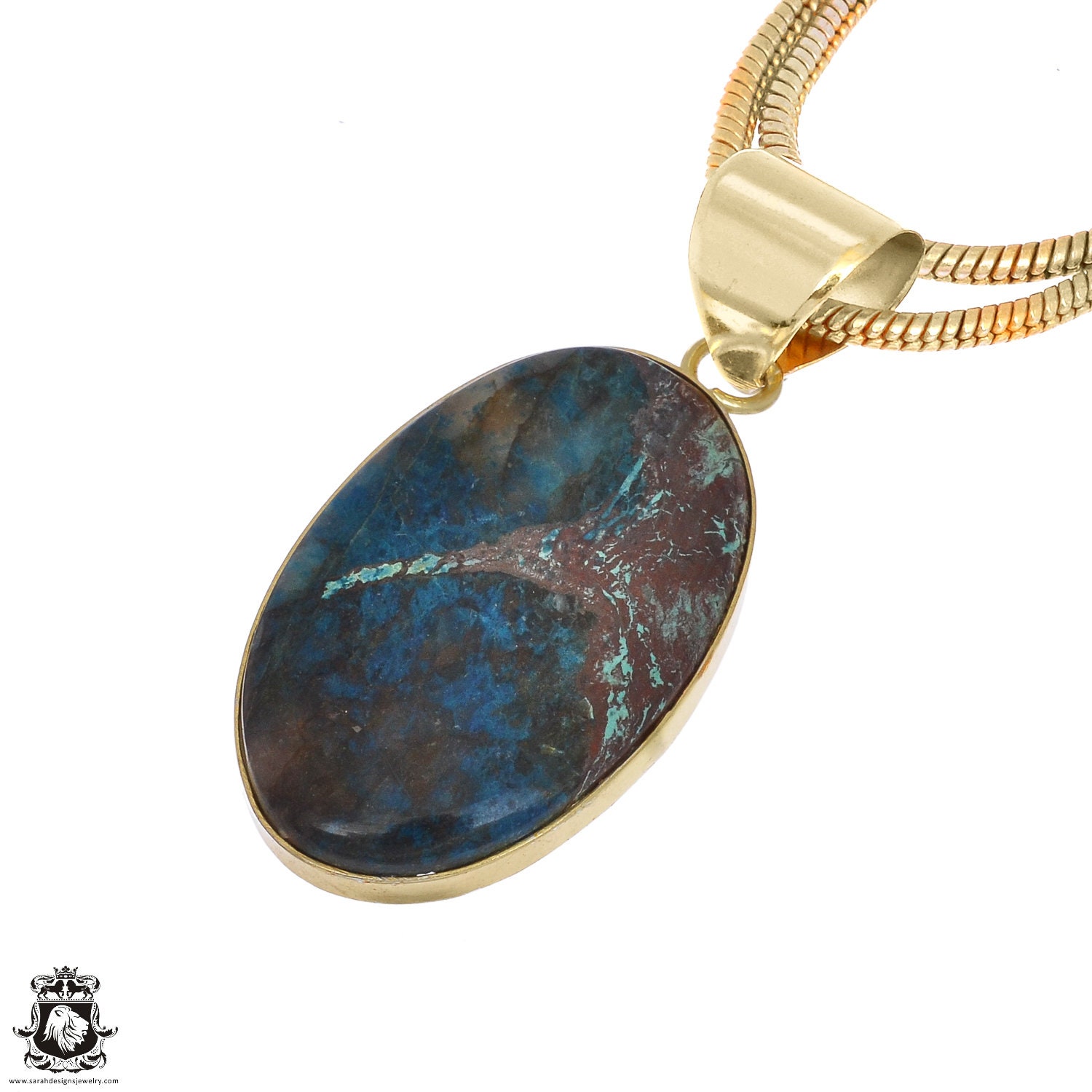 Shattuckite 24k Gold Pendant Necklace