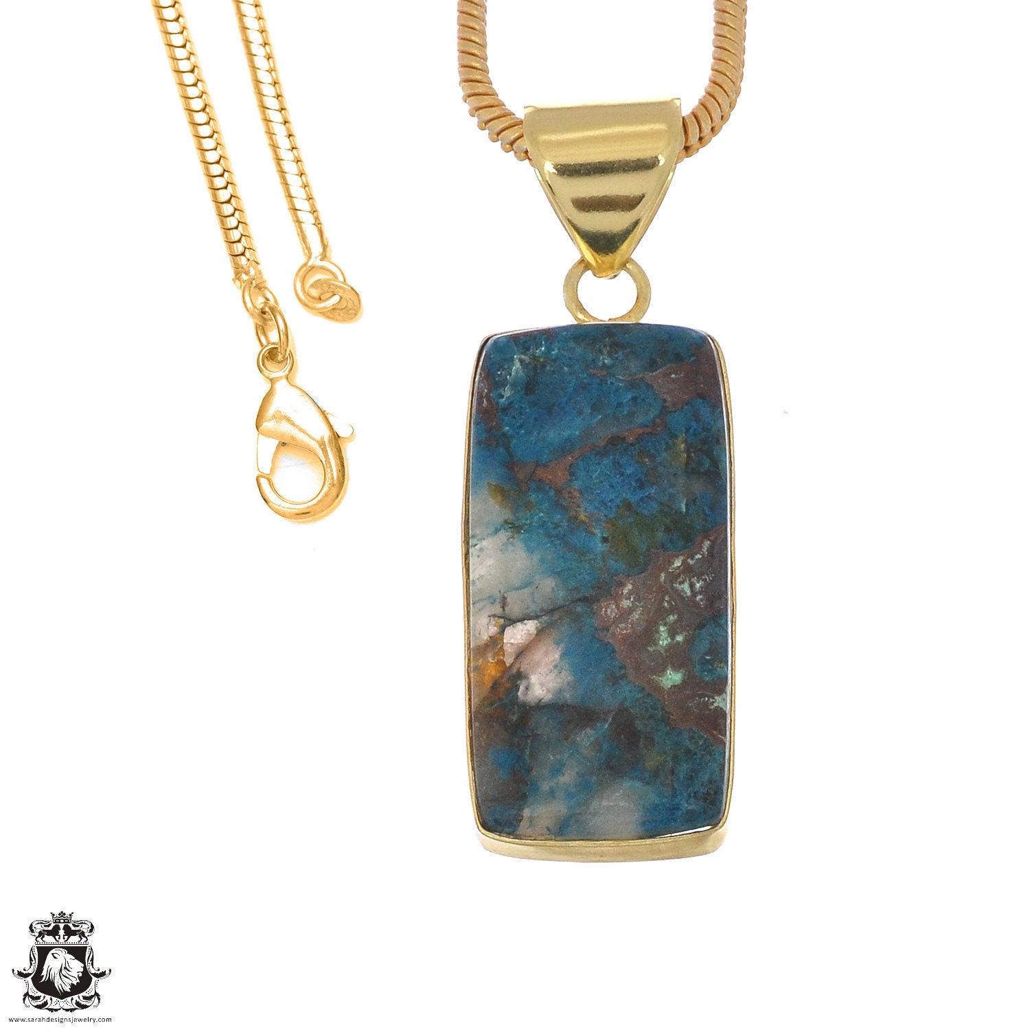 Shattuckite 24k Gold Pendant Necklace