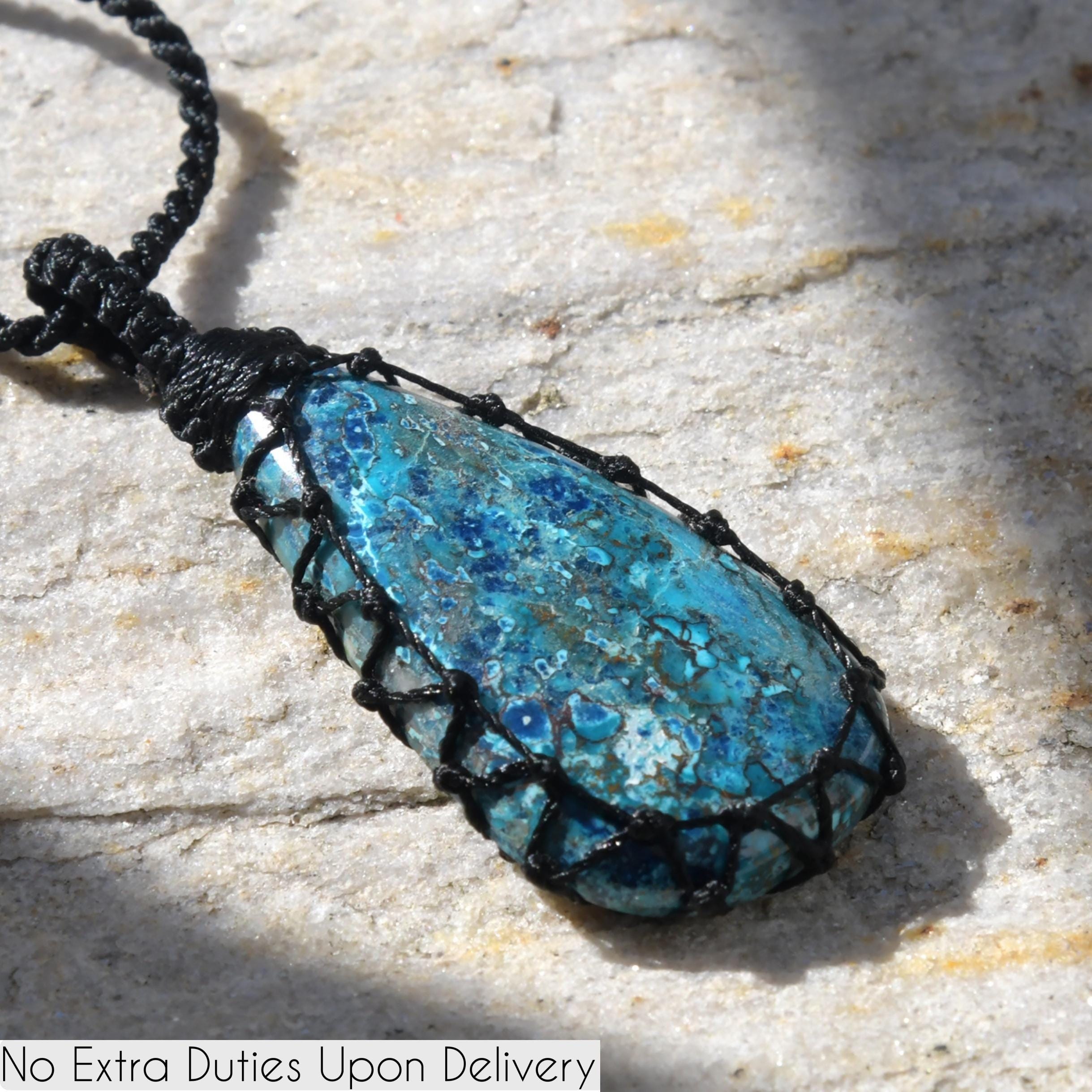 Blue Crystal Necklace With Rare Gemstone Shattuckite Pendant, Intuition And Mediumship Jewelry, Spiritual Gifts For Men & Women