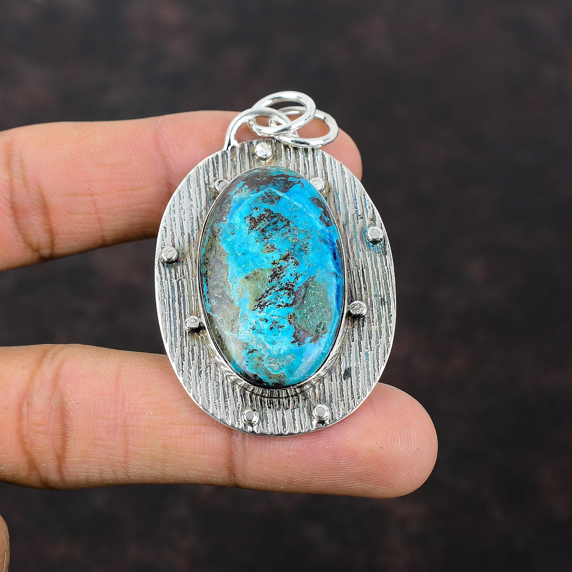 Handmade Shattuckite Pendant: 925 Sterling Silver Gemstone Jewelry