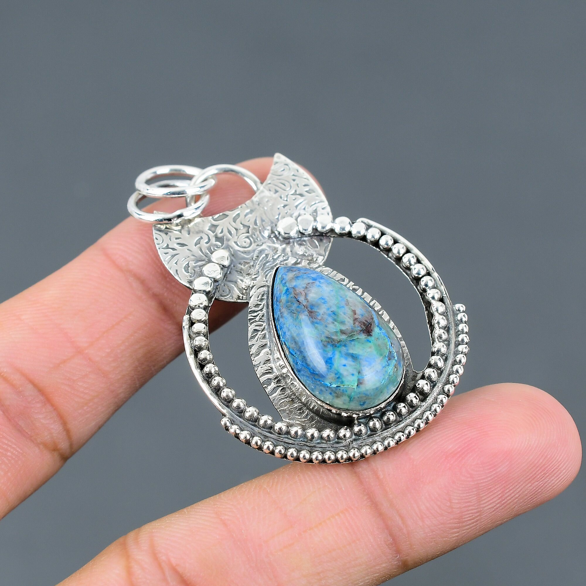 Shattuckite Pendant: Handmade 925 Sterling Silver Boho Jewelry