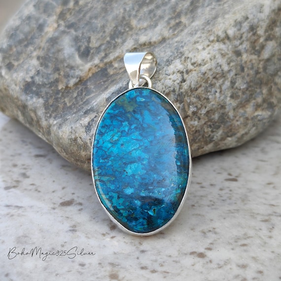 Handmade Shattuckite Pendant: Sterling Silver Boho Necklace