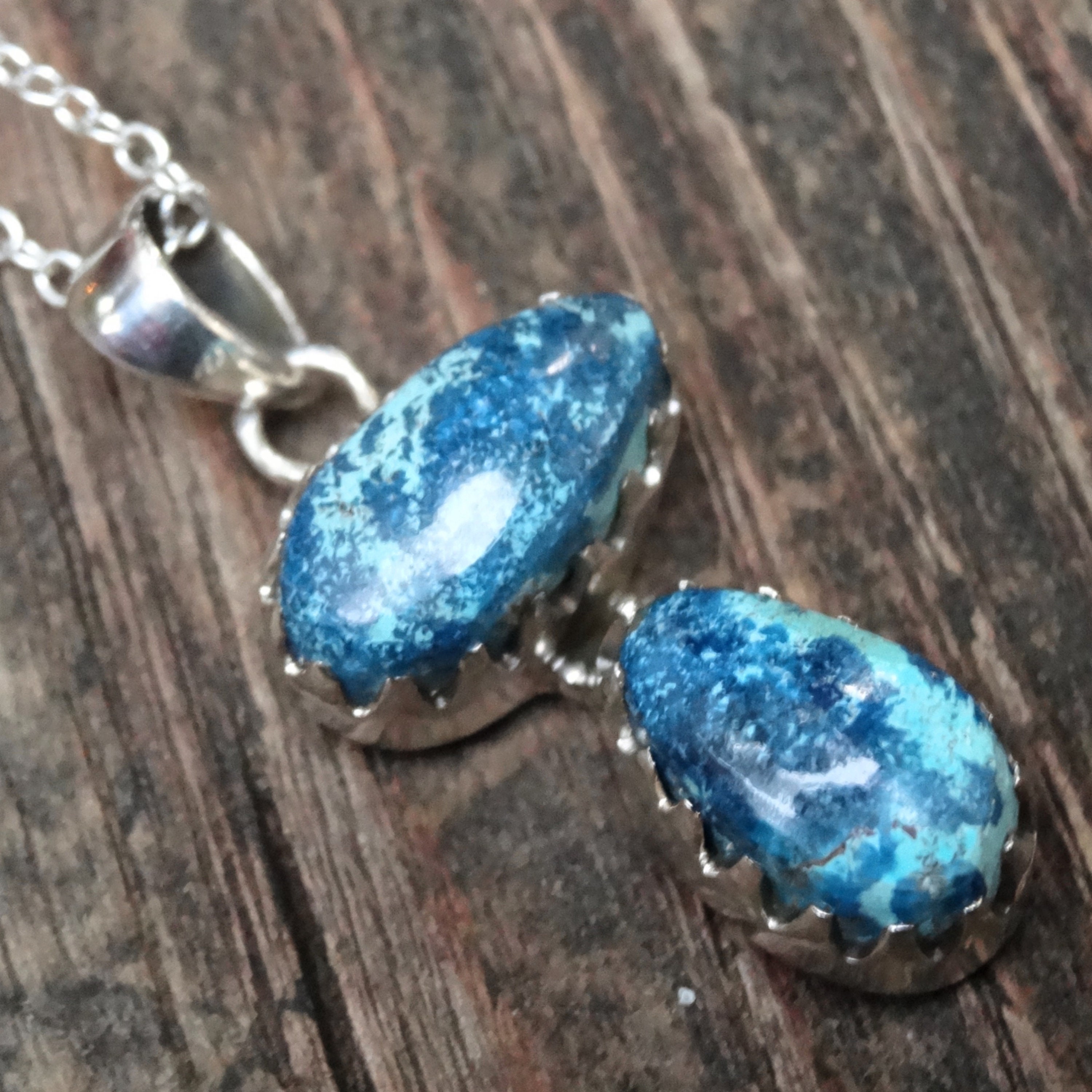 Handmade Sterling Silver Shattuckite Mushroom Pendant Necklace