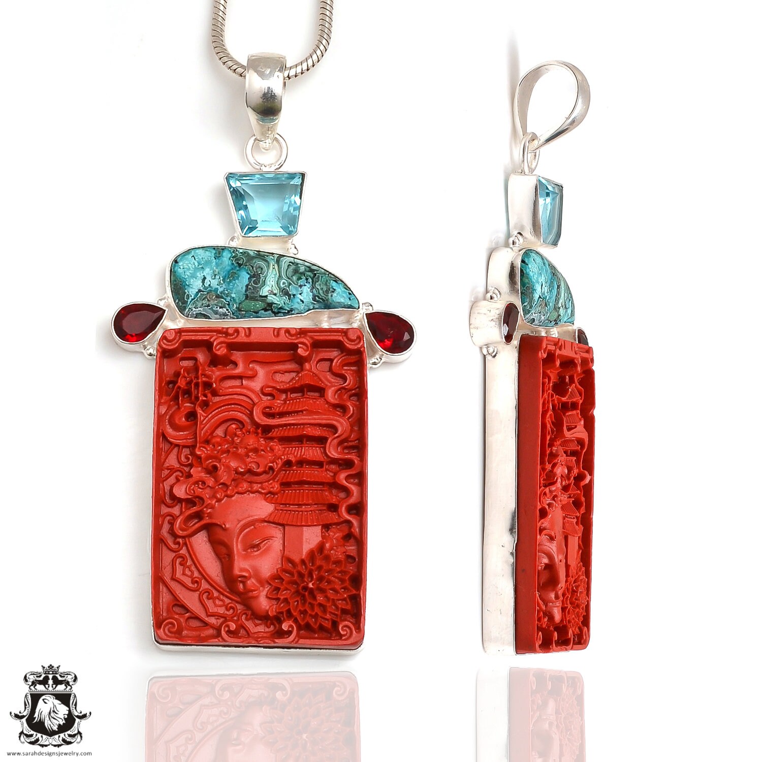 Meditation Zen Shattuckite Buddha Gemstone Carving Pendant Free 2mm Italian Snake Chain P9087