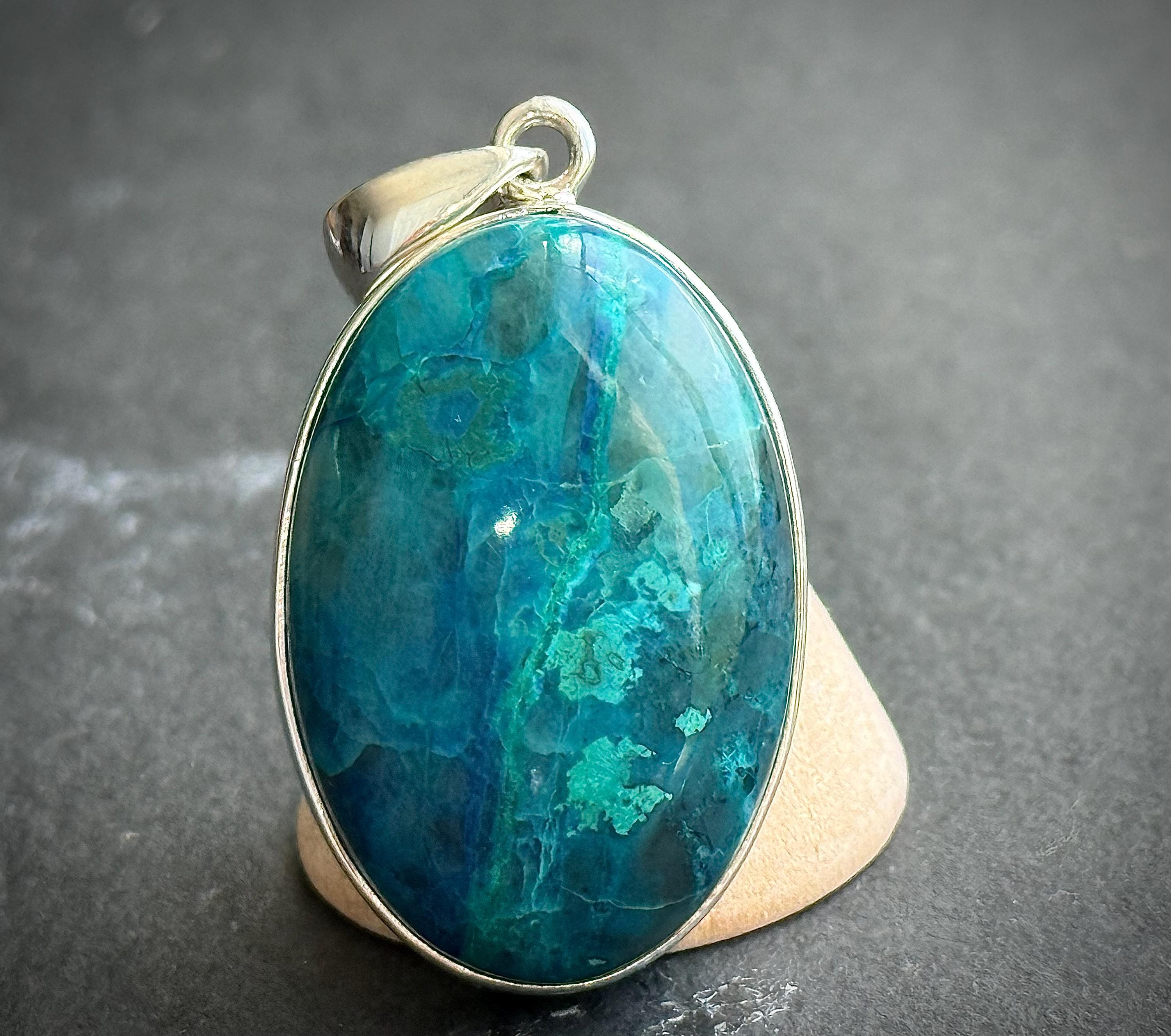 Quantum Quattro Pendant In Sterling Silver, Natural Gemstone Jewelry With Shattuckite, Unique Crystal Gift