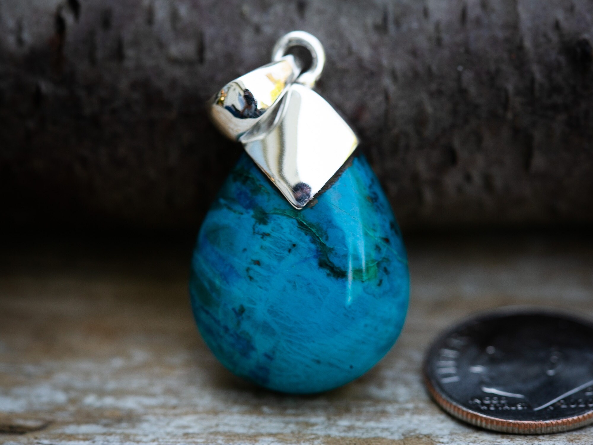 Shattuckite Sterling Silver Pendant: Healing Stone Jewelry