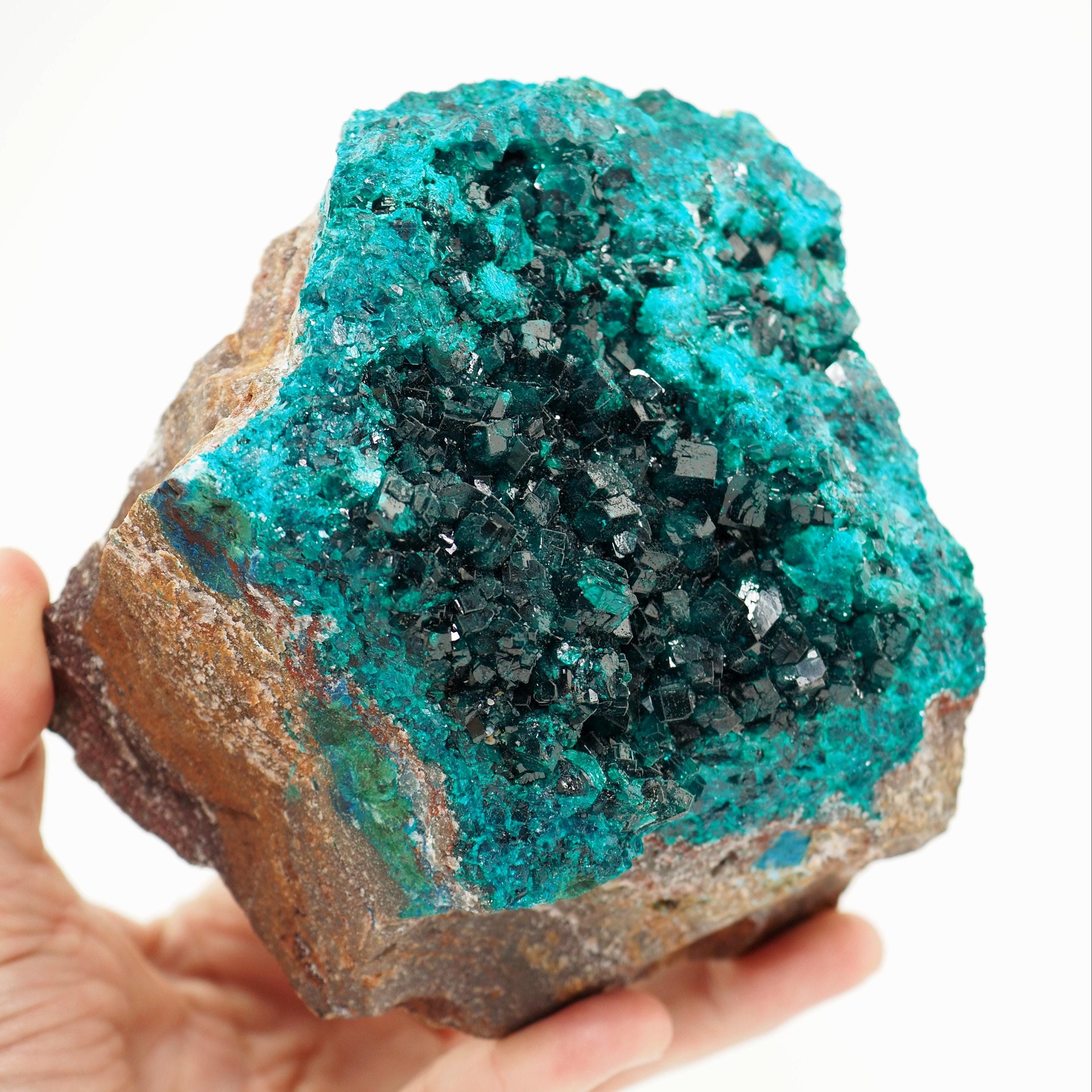Dioptase & Shattuckite Crystal Specimen: Congo Mineral Decor