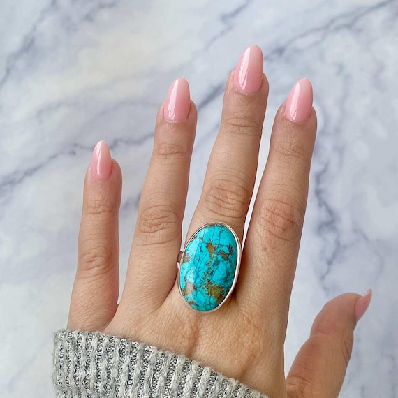 Shattuckite Adjustable Ring / 925 Sterling Silver / Healing Gemstone / Gifts For Her / Oval Cab / Shattuckite Statement Ring / Stk-r-18.