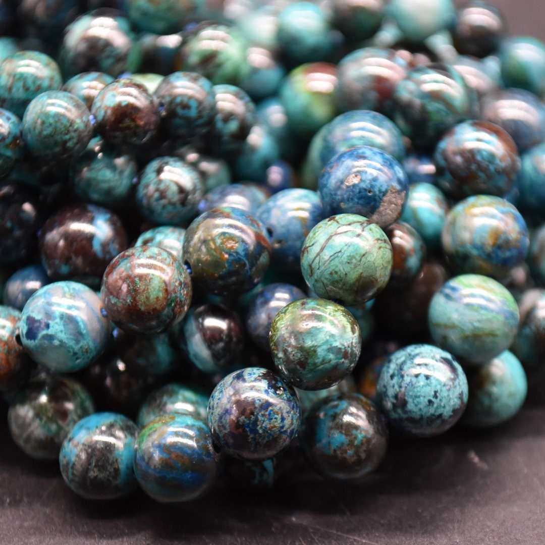 Shattuckite Round Beads - 6mm, 8mm Sizes - 14" Strand - Natural Gemstone Beads For Jewellery Making | Crystal Beads
