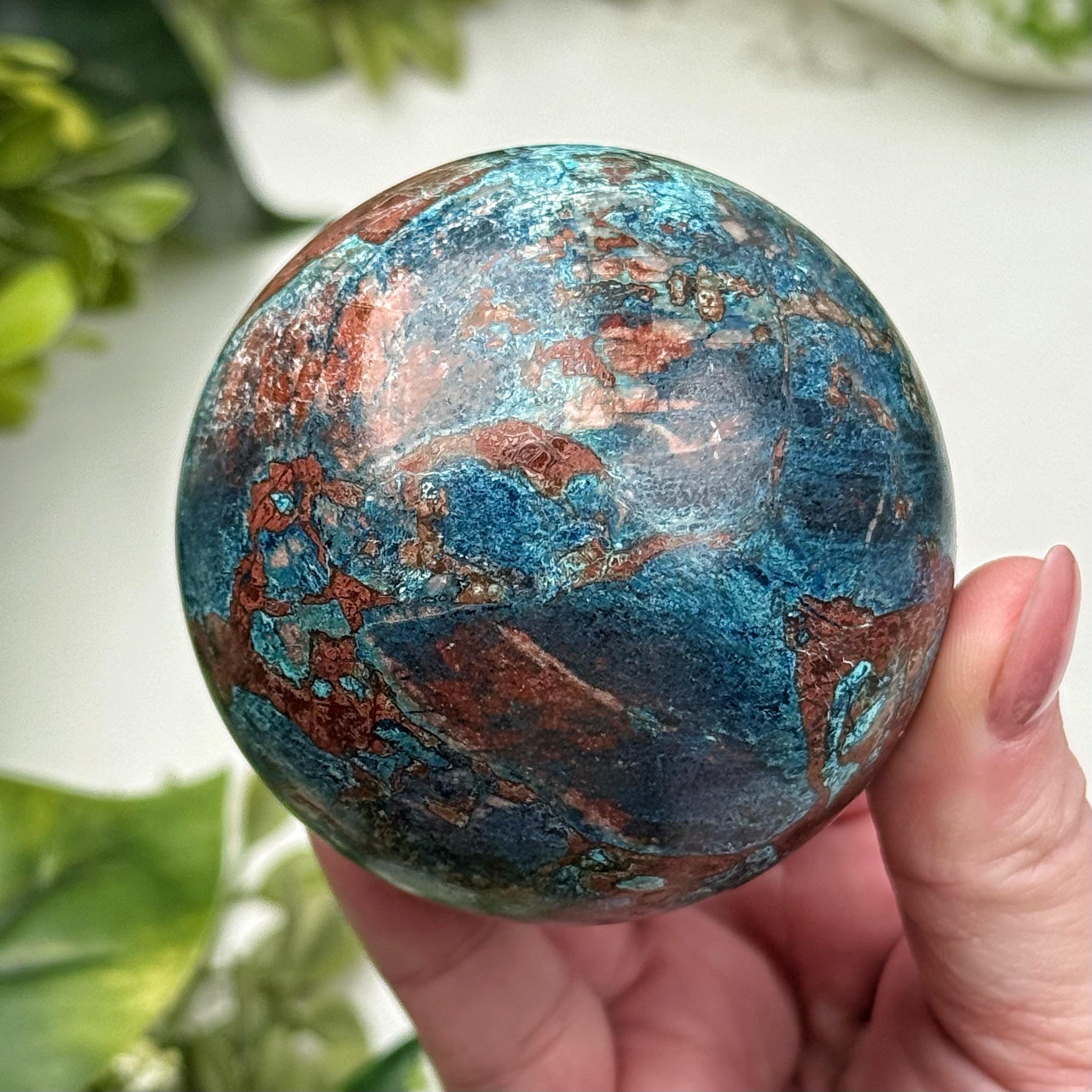Shattuckite Sphere | 61mm | - #6 (polished Blue Crystal Ball, Throat Chakra, Healing Stone)