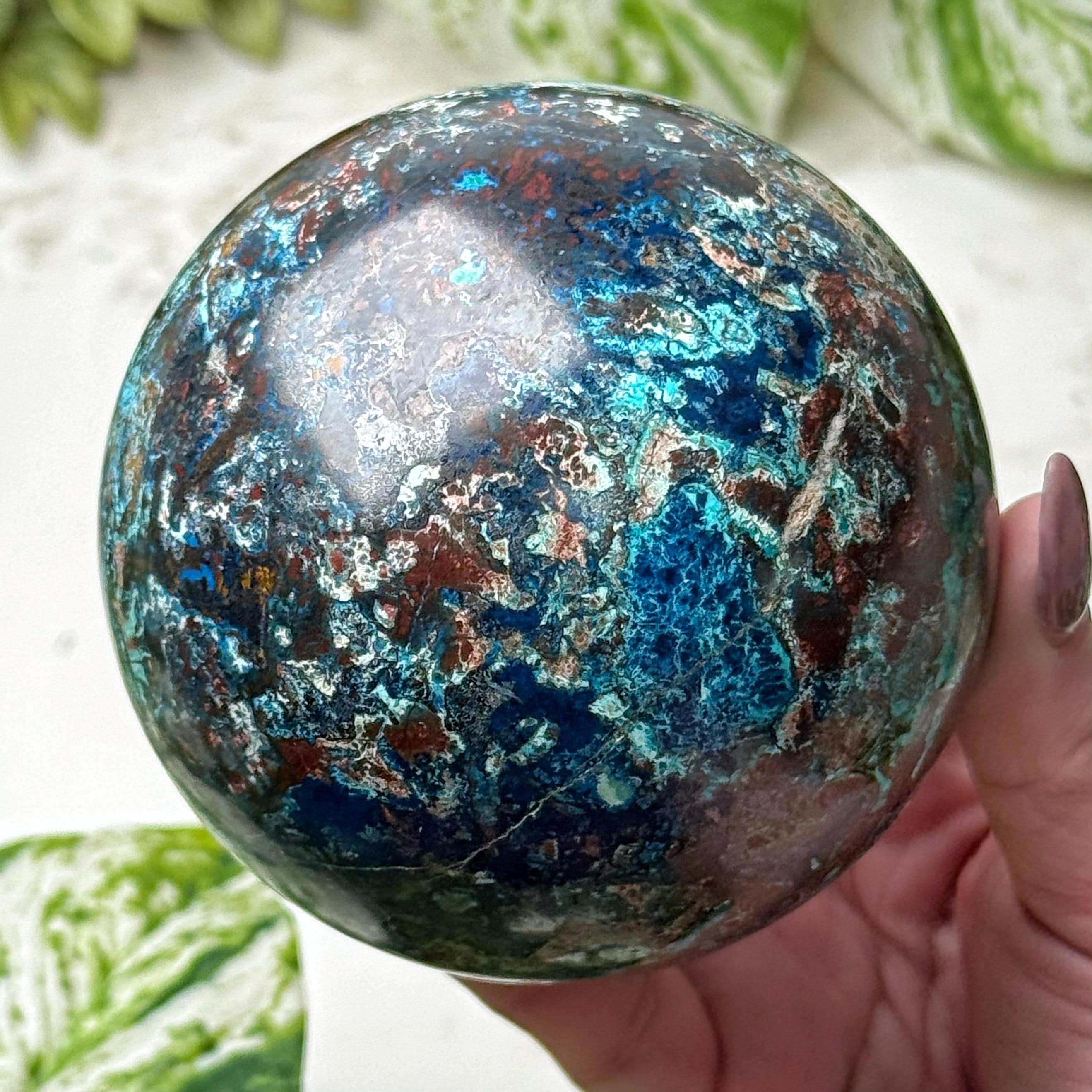 Shattuckite Sphere | 82mm | - #86 (polished Blue Crystal Ball, Throat Chakra, Healing Stone)