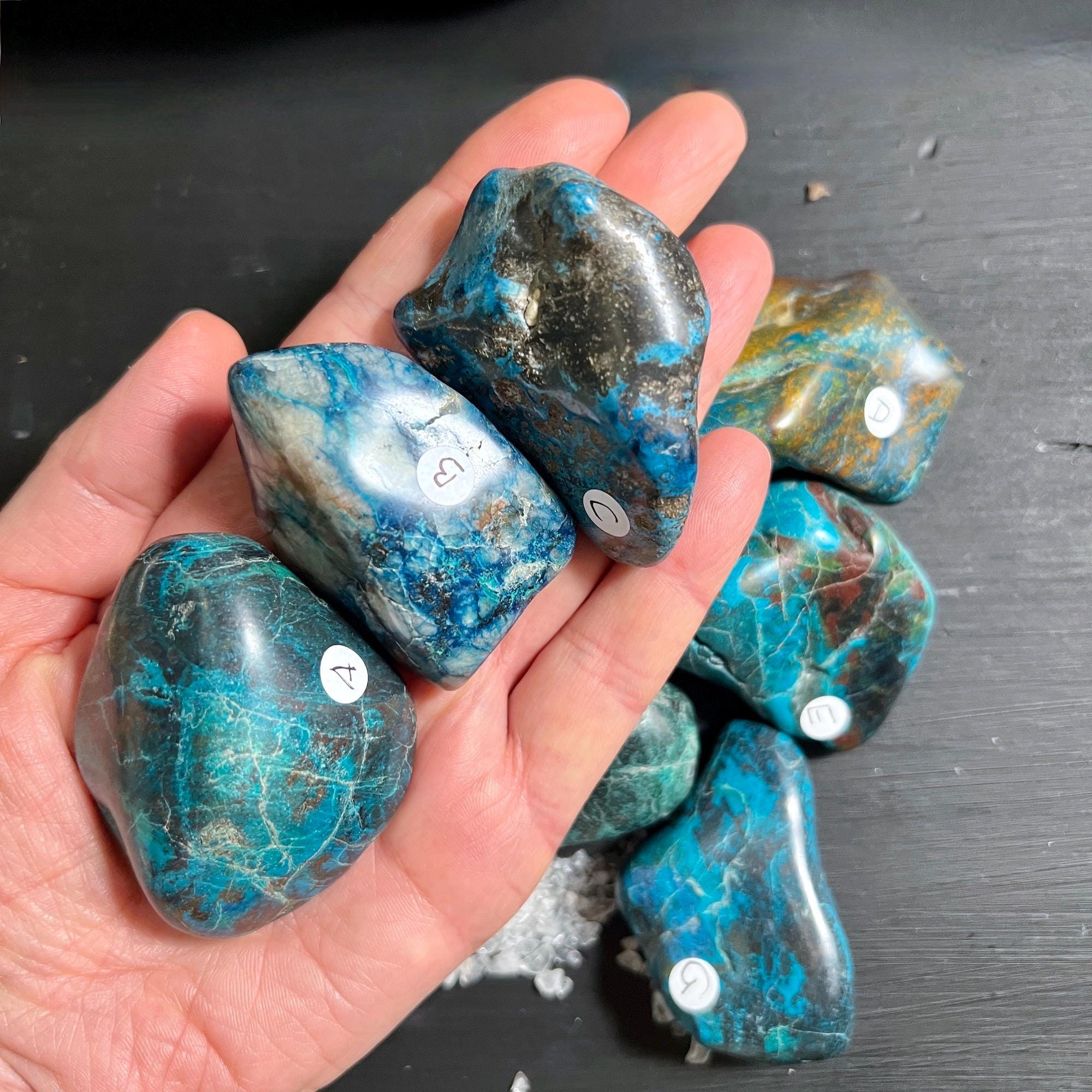 Shattuckite Palm Stone Tumbled | Rare Dioptase Chrysocolla | Choose Your Crystal | South Africa
