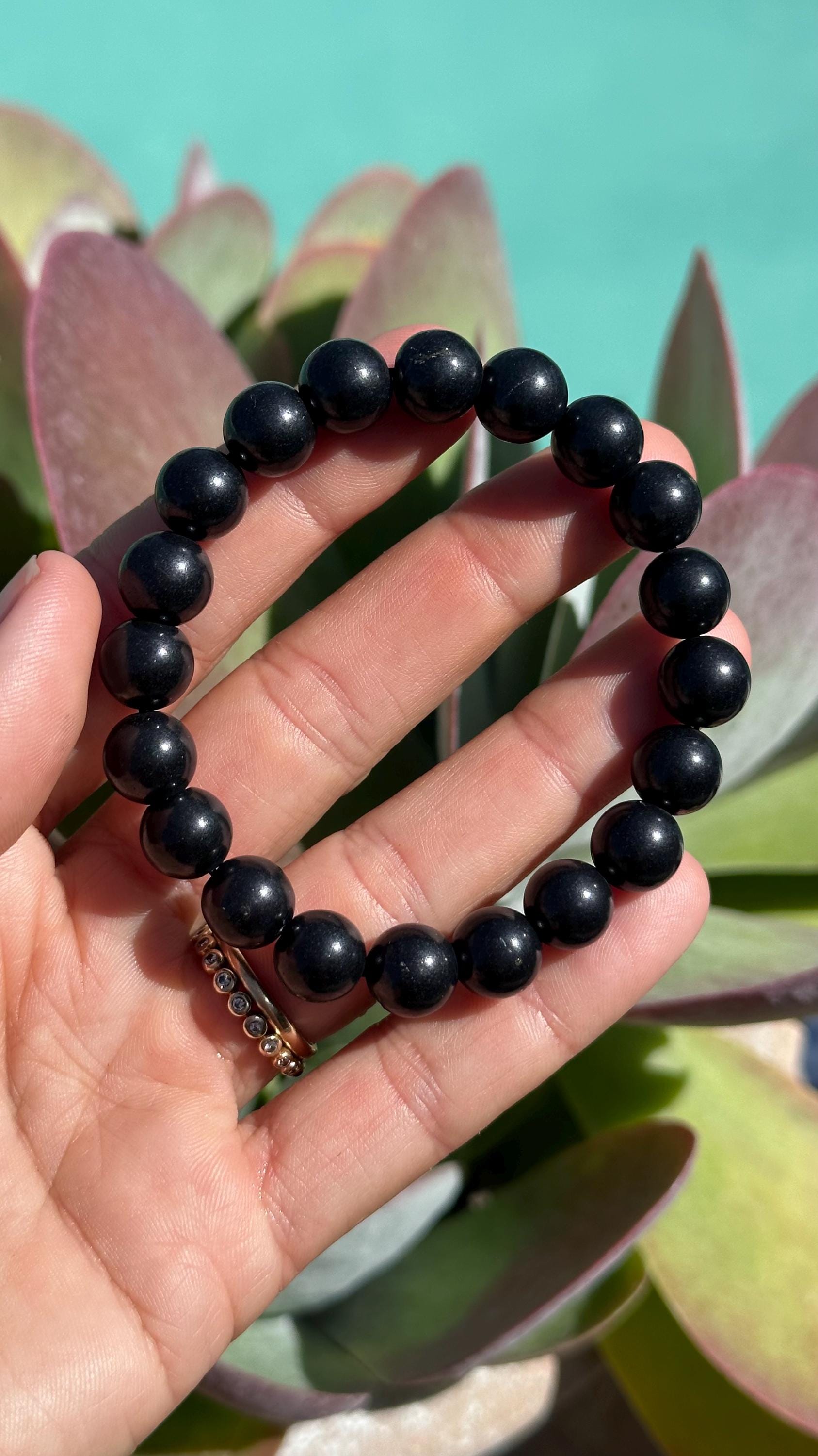 10mm Genuine Shungite Bracelet: Emf Protection Crystal