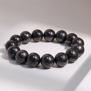 14mm Genuine Natural Onxy Black Shungite A Round Big Size Beads Gemstone Bracelet For Man And Woman,healing Crystal Bracelet