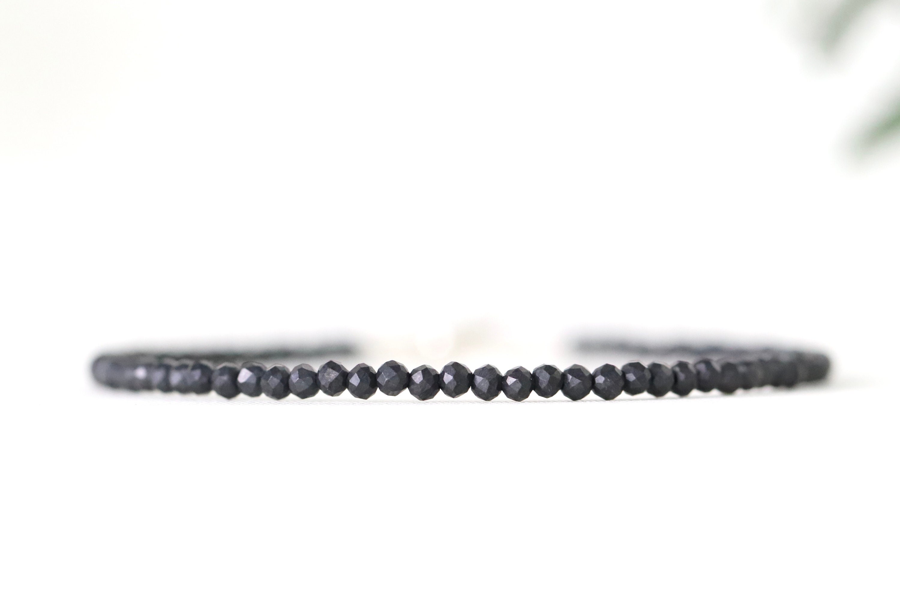 Shungite Bracelet 2mm, Protection Bracelet, Emf Radiation Protection Bracelet, Shungite Jewelry Sterling Silver