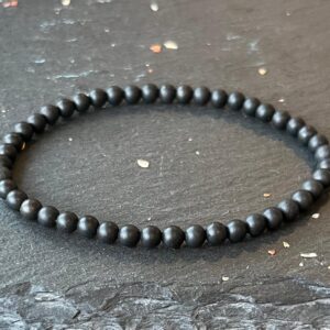 4mm Russian Shungite Healing Bracelet // Root Chakra Support - Stimulates Energy Flow - EMF Shield - Wonderfully Protective