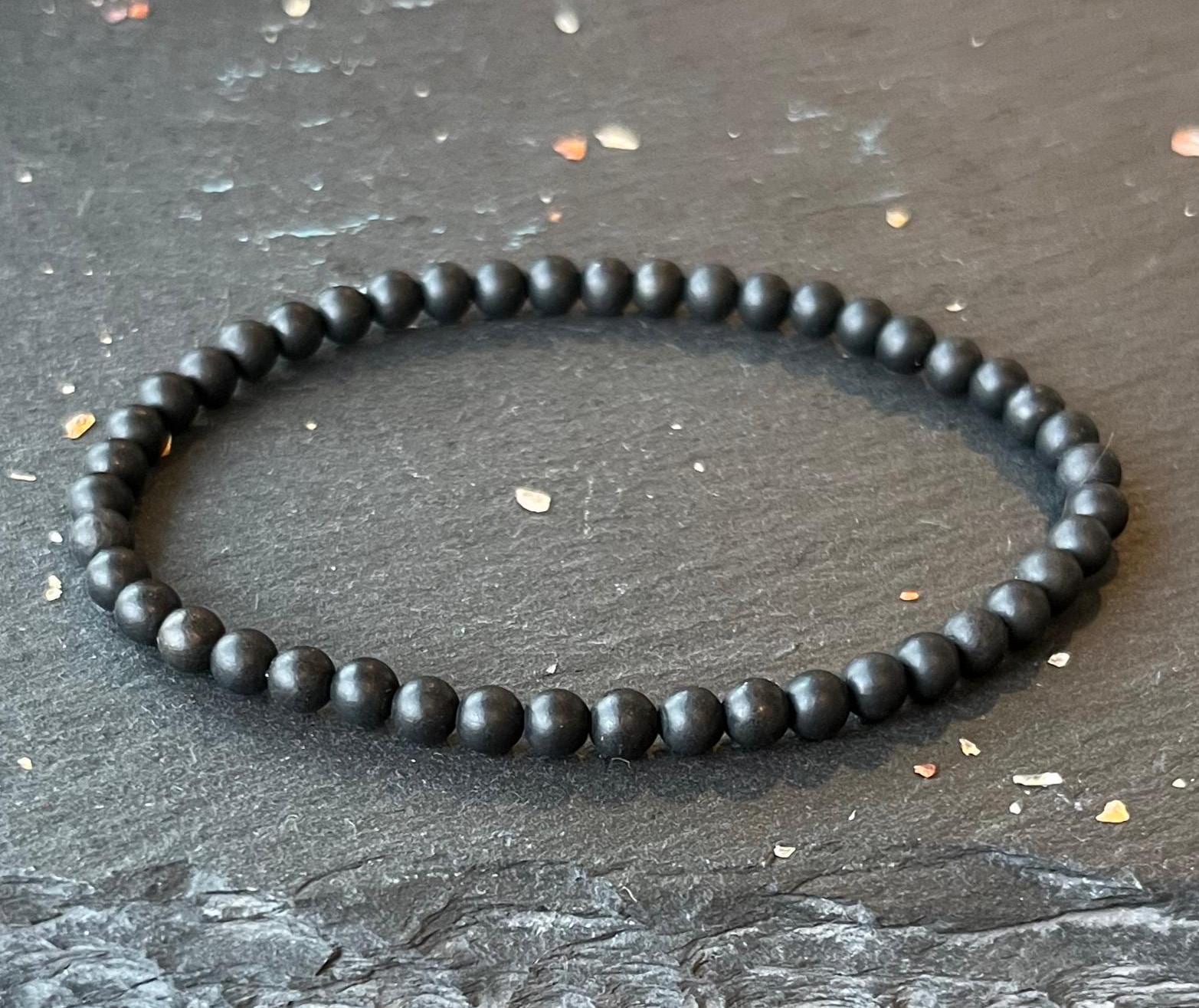 4mm Russian Shungite Healing Bracelet // Root Chakra Support - Stimulates Energy Flow - Emf Shield - Wonderfully Protective