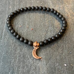 4mm Russian Shungite Moon Wrist Mala // Root Chakra Support - Stimulates Energy Flow - EMF Shield - Wonderfully Protective