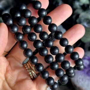 8mm Genuine Shungite Bracelet: Emf Protection Crystal