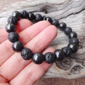 Shungite And Lava Healing Bracelet, Mens Jewelry Gift, Ready For Ship, Emf Protection Stones, Gemstone Bracelet, Gift For Her, Him