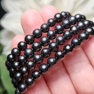 Elite Noble Shungite Bracelet (8mm Beads), Authentic, Polished Bead Bracelet