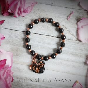 Elite Noble Shungite Copper Orgonite Charm 6mm, 8mm, 10mm, 12mm Bracelet Petrovsky Heart Charm Bracelet Anti-emf 5g