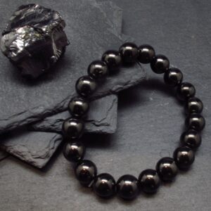 Elite Noble Shungite Genuine Bracelet ~ 7 Inches ~ 10mm Round Beads