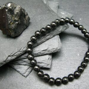 Elite Noble Shungite Genuine Bracelet ~ 7 Inches ~ 6mm Round Beads