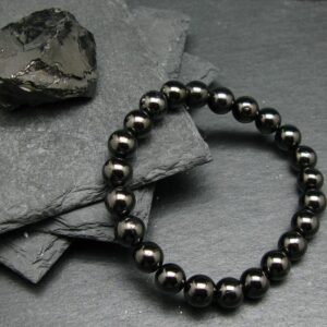 Elite Noble Shungite Genuine Bracelet ~ 7 Inches ~ 8mm Round Beads