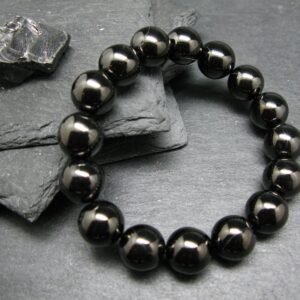 Elite Noble Shungite Genuine Bracelet ~ 7 Inches ~ 12mm Round Beads