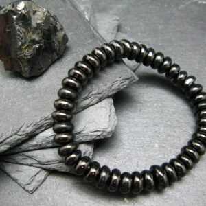 Elite Noble Shungite Genuine Bracelet ~ 7 Inches ~ 10mm Rondelle Beads