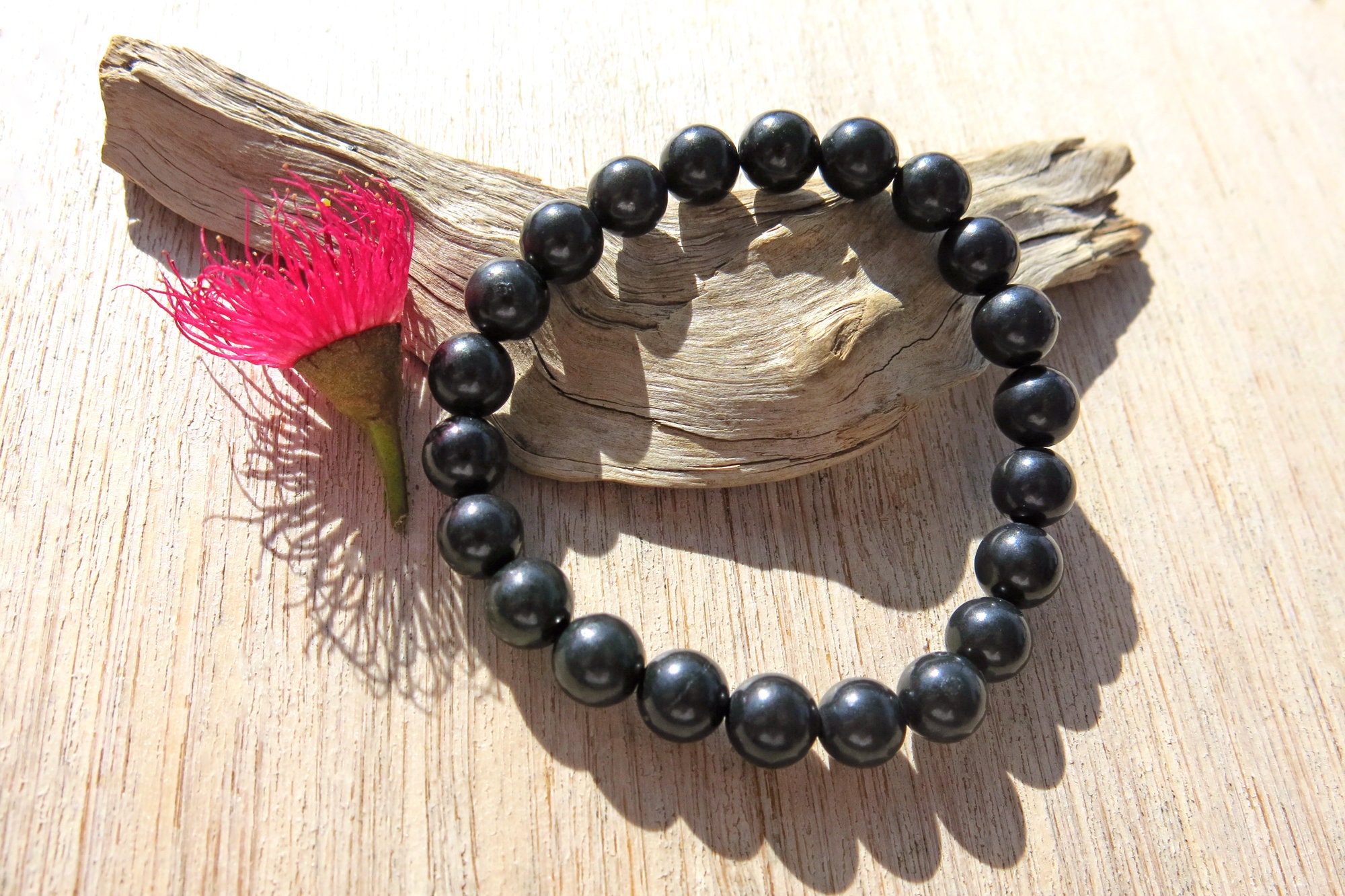Shungite Bracelet, Emf Protection, 8mm Smooth Round Beads