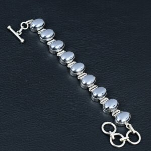 Shungite Gemstone Bracelet: 925 Sterling Silver Adjustable Chain Shungite Gemstone Bracelet: 925 Sterling Silver Adjustable Chain