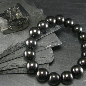 Shungite Genuine Bracelet ~ 7 Inches ~ 12mm Round Beads
