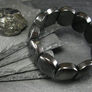 Shungite Genuine Bracelet ~ 7 Inches ~ 22mm Oval Beads