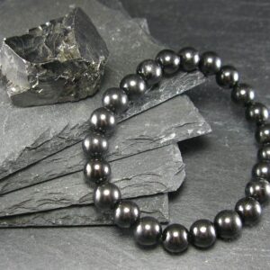 Shungite Genuine Bracelet ~ 7 Inches ~ 8mm Round Beads