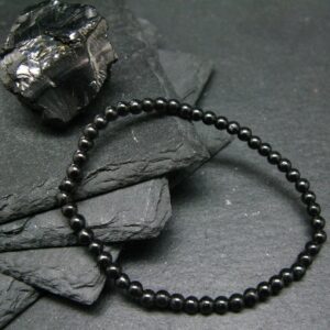 Shungite Genuine Bracelet ~ 7 Inches ~ 4mm Round Beads