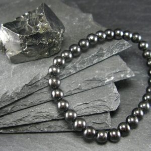 Shungite Genuine Bracelet ~ 7 Inches ~ 6mm Round Beads