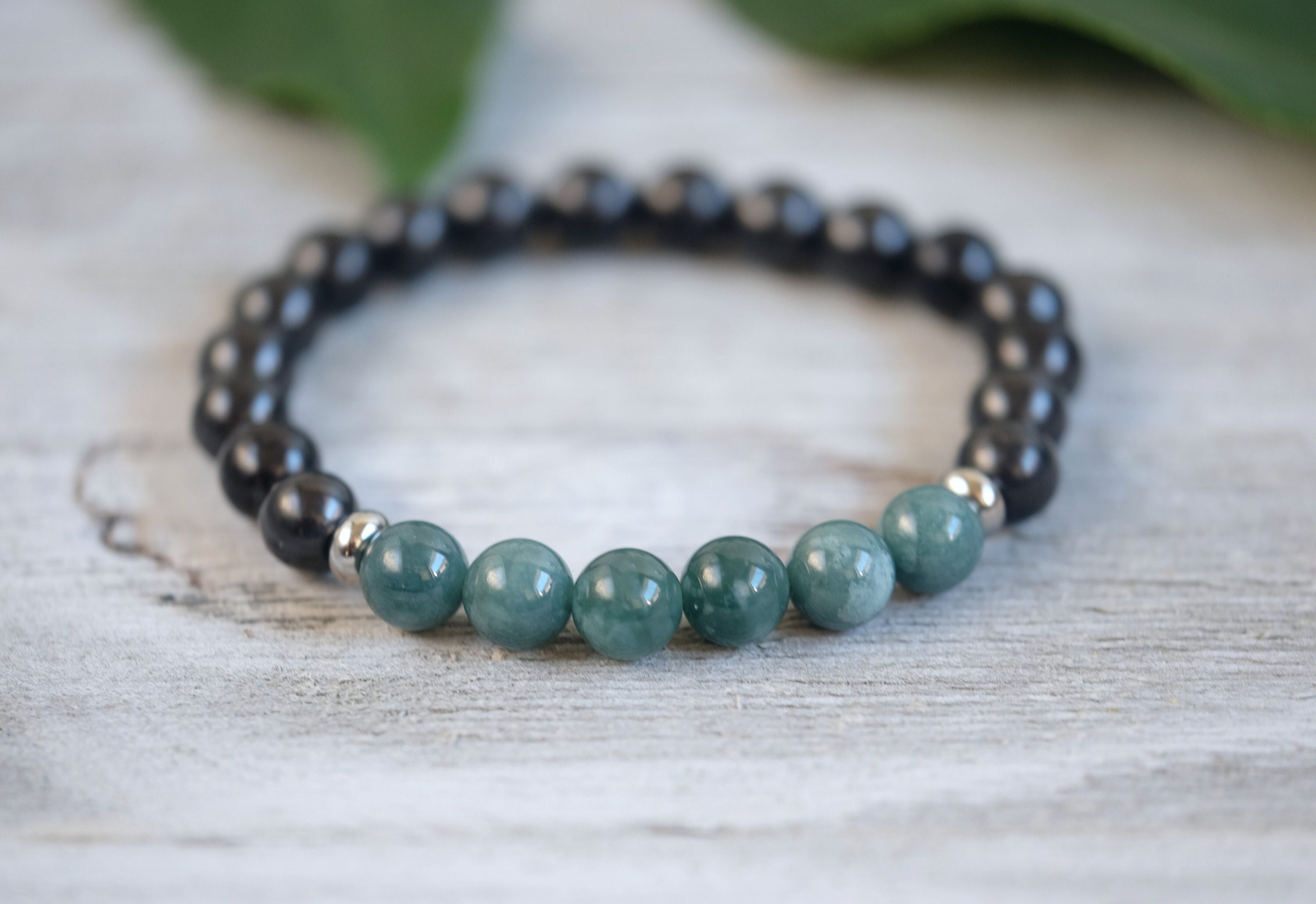 Guatemalan Jadeite & Shungite Natural 8mm Beaded Bracelet