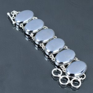 Handmade Shungite 925 Sterling Silver Bracelet: Adjustable Gemstone Jewelry