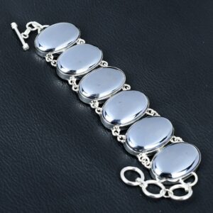 Handmade Shungite Gemstone Bracelet: 925 Sterling Silver Adjustable Chain