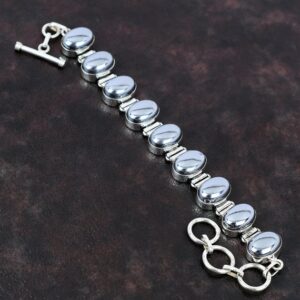 Handmade Shungite Gemstone Bracelet: 925 Sterling Silver Adjustable Chain