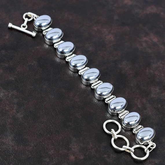 Handmade Shungite Gemstone Bracelet: 925 Sterling Silver Adjustable Chain