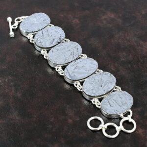 Handmade Shungite Rough Bracelet: 925 Sterling Silver Adjustable Chain